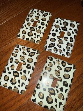 Hobby Lobby Leopard Print Switch Plate Covers in Cream, Black & Gold